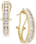 Diamond J Hoop Earrings (1 Ct. T.w.) In 10k Yellow Or White Gold