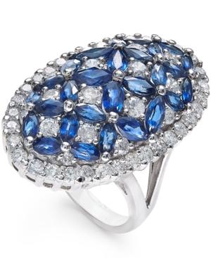 Sapphire (4 Ct. T.w.) And Diamond (1-3/4 Ct. T.w.) Ring In 14k White Gold