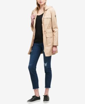 Dkny Hooded Cinched-waist Raincoat