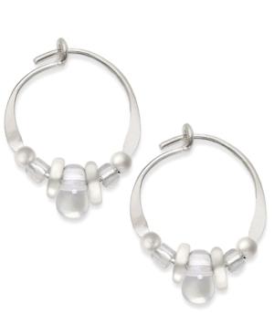Jody Coyote Sterling Silver Earrings, Czech Glass Bead Hoop Earrings