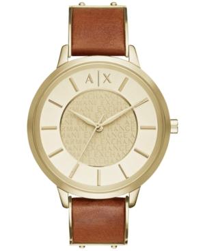 Ax Armani Exchange Women's Light Brown Leather Strap Watch 38mm Ax5314