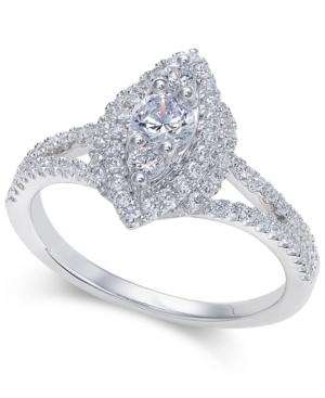 Diamond Marquise Cluster Halo Ring (3/4 Ct. T.w.) In 14k White Gold