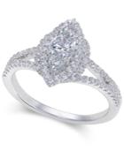 Diamond Marquise Cluster Halo Ring (3/4 Ct. T.w.) In 14k White Gold