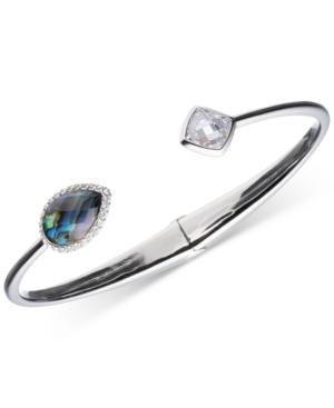 Judith Jack Sterling Silver Abalone And Crystal Hinged Cuff Bracelet