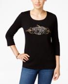 Karen Scott Petite Pumpkin Graphic Top, Only At Macy's