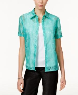 Alfred Dunner Tank-inset Patterned Shirt