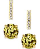 Kate Spade New York Gold-tone Glitter And Pave Bar Stud Earring