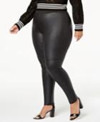 I.n.c. Plus Size Pebble-texture Faux-leather Smoothing Leggings, Created For Macy's