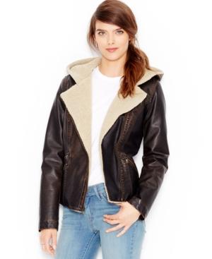 Levi's Faux-leather Hooded Sherpa Moto Jacket