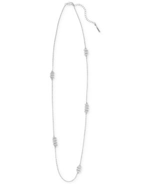 T Tahari Silver-tone Crystal Long Rope Necklace
