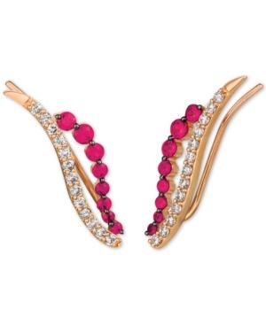Le Vian Ruby (3/4 Ct. T.w.) & Diamond (1/2 Ct. T.w.) Ear Climbers In 14k Rose Gold