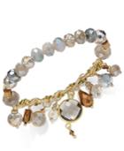 Inc International Concepts Gold-tone Beaded Charm Stretch Bracelet