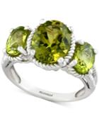 Effy Peridot Three-stone Ring (4 Ct. T.w.) In Sterling Silver