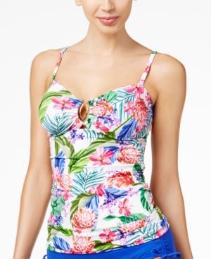 Swim Solutions Cabana Printed Hardware Tankini Top Women's Swimsuit