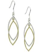 Two-tone Textured Drop Hoop Earrings In 18k Gold-plated Sterling Silver