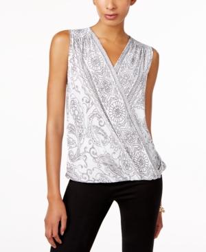 Inc International Concepts Printed Surplice Top, Created For Macy's
