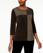 Alfred Dunner Deck The Halls Patchwork Shimmer Top