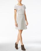 Maison Jules Striped Bow-shoulder Fit & Flare Dress, Created For Macy's