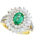 Rare Featuring Gemfields Certified Emerald (9/10 Ct. T.w.) And Diamond (1-1/3 Ct. T.w.) Ring In 14k Gold