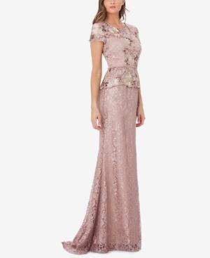 Js Collections Lace Peplum Gown