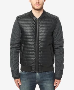Buffalo David Bitton Men's Quilted Faux Leather Bomber Jacket