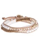 Lonna & Lilly Gold-tone White Beaded Wrap Bracelet