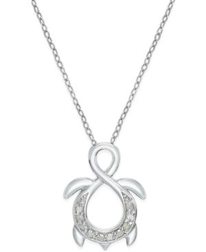 Diamond Infinity Turtle Pendant Necklace (1/10 Ct. T.w.) In Sterling Silver