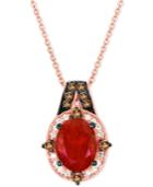 Le Vian Chocolatier Fire Opal (9/10 Ct. T.w.) And Diamond (1/5 Ct. T.w.) Pendant Necklace In 14k Rose Gold