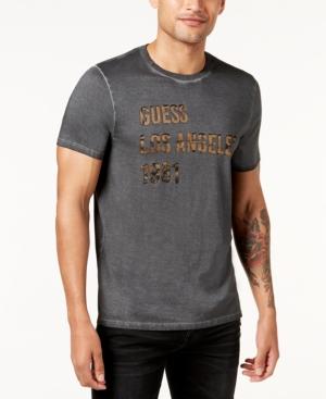 Guess Men's Distressed Metallic Logo-print T-shirt