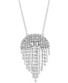 Steve Madden Silver-tone Crystal Fringe 34 Pendant Necklace