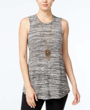 Bcx Juniors' Space-dyed Tank Top With Necklace