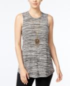 Bcx Juniors' Space-dyed Tank Top With Necklace