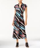 Kensie Ribbon-print Faux-wrap Maxi Dress