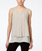 Alfani Petite Sleeveless Pleated High-low Top, Only At Macy's