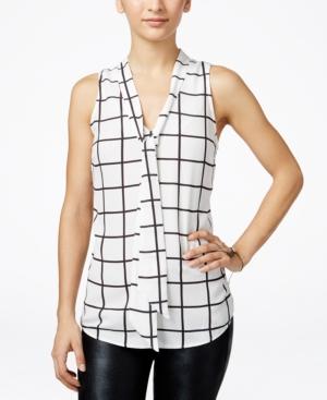 Almost Famous Juniors' Printed Tie-neck Blouse