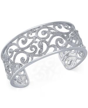 Diamond Filigree Bangle Bracelet (1/4 Ct. T.w.) In Sterling Silver