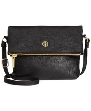 Giani Bernini Pebble Leather Zipper Mini Flap Crossbody