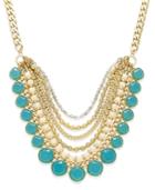 Inc International Concepts Gold-tone Beaded Stone Multi-layer Statement Necklace, Only At Macy's
