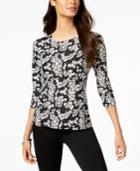 Jm Collection Printed Metallic Top, Created For Macy's