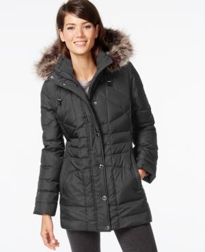 London Fog Faux-fur-trim Down Coat