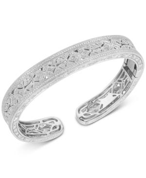 Diamond Engraved Bangle Bracelet (1/4 Ct. T.w.) In Sterling Silver