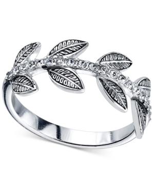 Unwritten Pave Leaf Ring In Sterling Silver