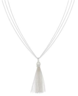Inc International Concepts Silver-tone Multi-chain Imitation Pearl Lariat Necklace, Only At Macy's