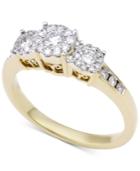 Diamond Triple Halo Engagement Ring (1/2 Ct. T.w.) In 14k Gold
