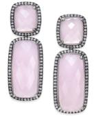 Paul & Pitu Naturally Silver-tone Pink Semi-precious Stone Drop Earrings