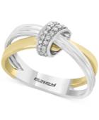 Duo By Effy Diamond Two-tone Crisscross Ring (1/10 Ct. T.w.) In 14k Gold And White Gold
