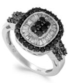 Sterling Silver Black (5/8 Ct. T.w.) And White Diamond (3/8 Ct. T.w.) Ring