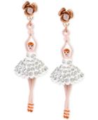 Betsey Johnson Silver-tone Crystal Ballerina Drop Earrings