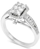 Diamond Rectangle Cluster Engagement Ring (5/8 Ct. T.w.) In 14k White Gold