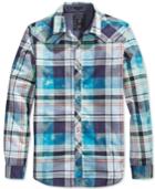 Guess Men's Sonic Tie-dye Plaid Long-sleeve Shirt